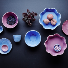 Blue Embossed Stoneware Fruit Bowl By Rice DK